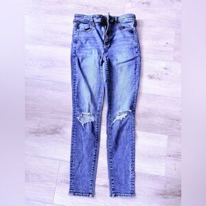 American Eagle Outfitters Blue Ripped Skinny Jeans